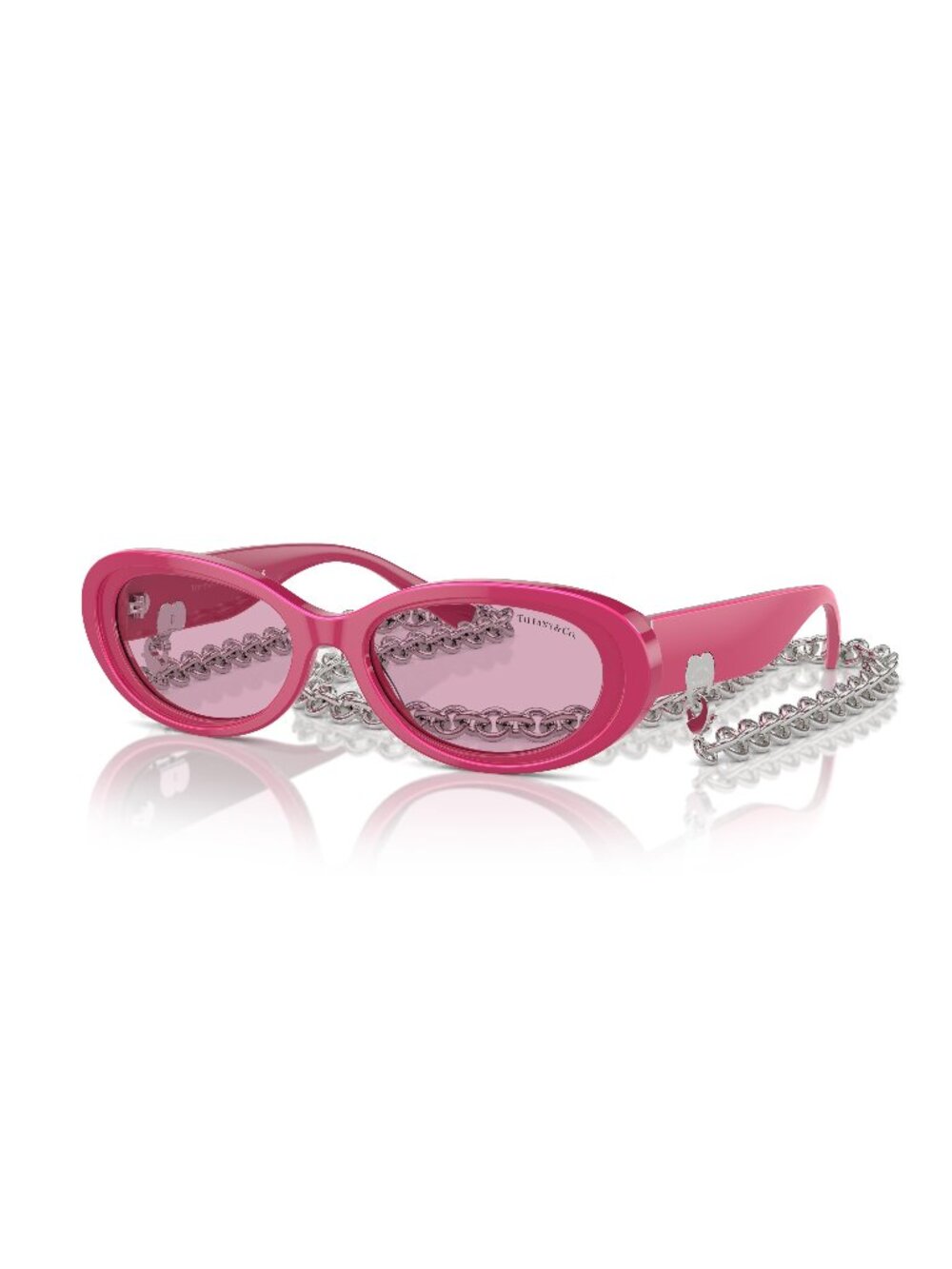 New Tiffany Women's Sunglasses Pink Round Purple Lens Acetate Frame TF4221 54